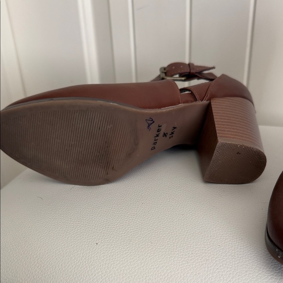 Brown Cutout Strap Block Heel Ankle Boots - Picture 3 of 3